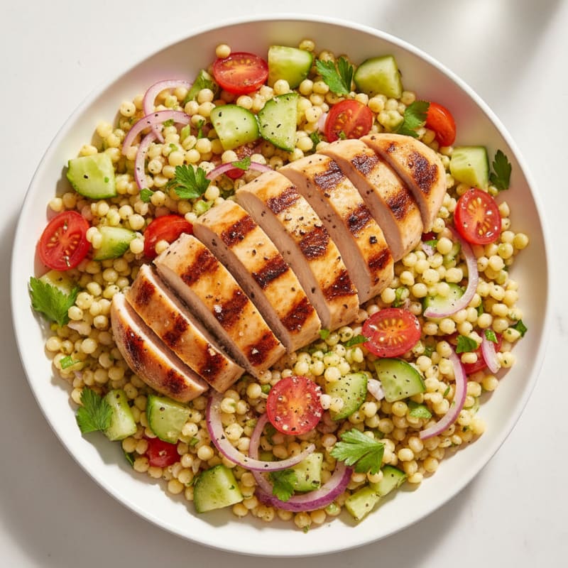 Grilled Chicken and Couscous Salad with Lemon-Herb Dressing