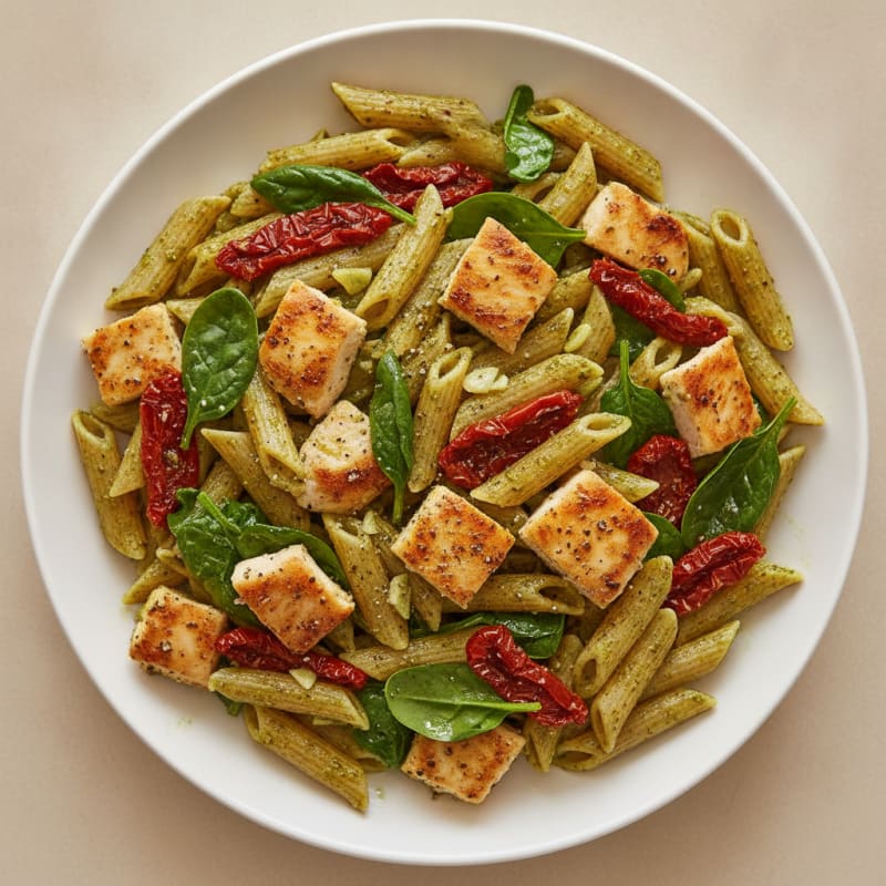 Pesto Chicken Pasta with Sun-Dried Tomatoes