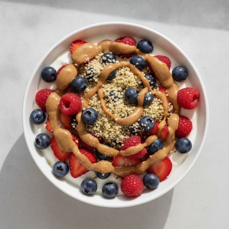 Greek Yogurt Bowl with Mixed Berries and Almond Butter