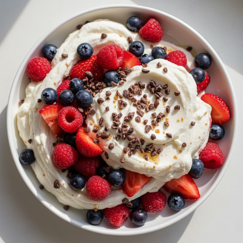 Silky Greek Yogurt Protein Mousse with Mixed Berries