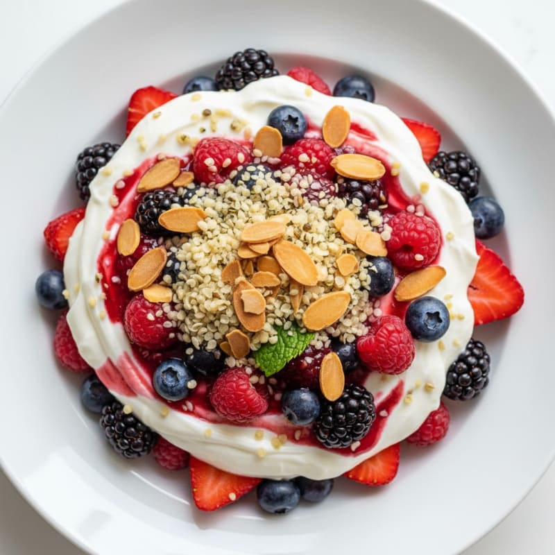 Greek Yogurt Protein Parfait with Mixed Berries