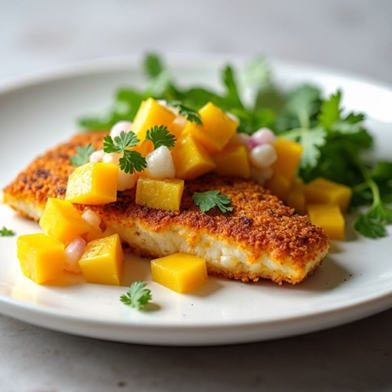 Crispy Turmeric-Crusted Cod with Mango Salsa