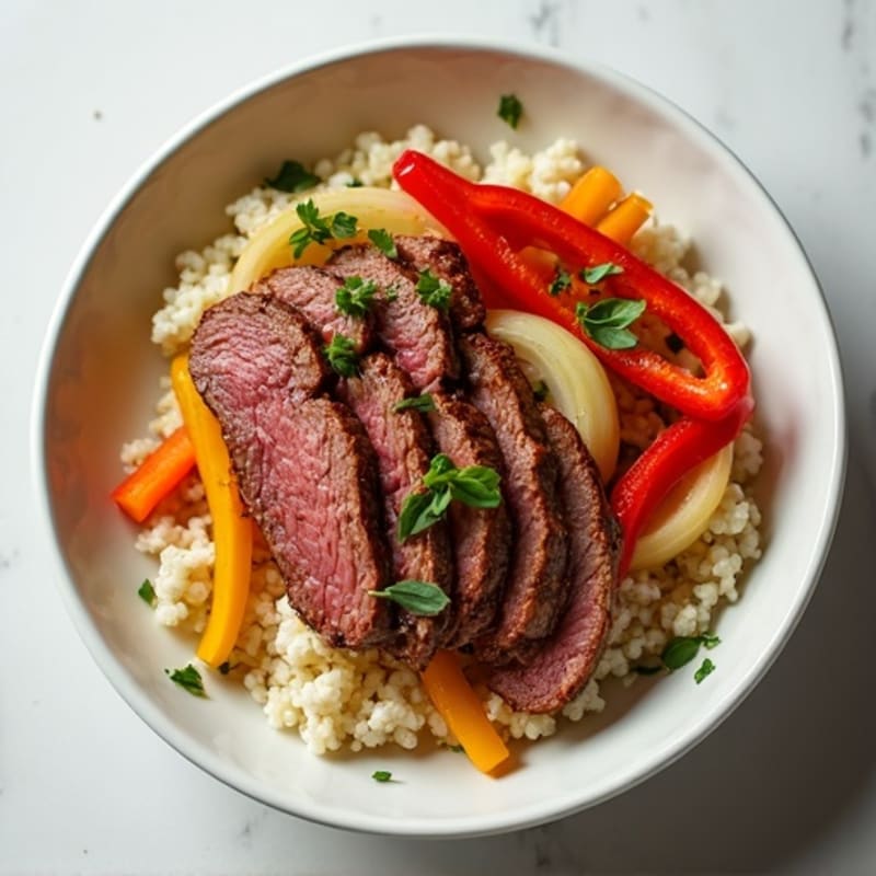 Lean Sirloin Philly Steak Bowl with Bell Peppers