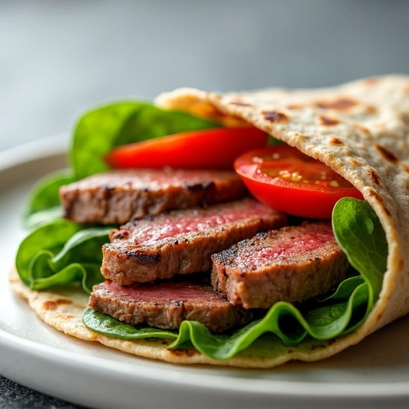 Lean Grilled Steak and Fresh Veggie Wrap