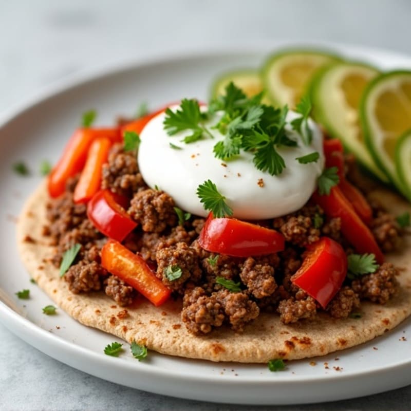 Crispy Herb-Spiced Ground Beef Flatbread