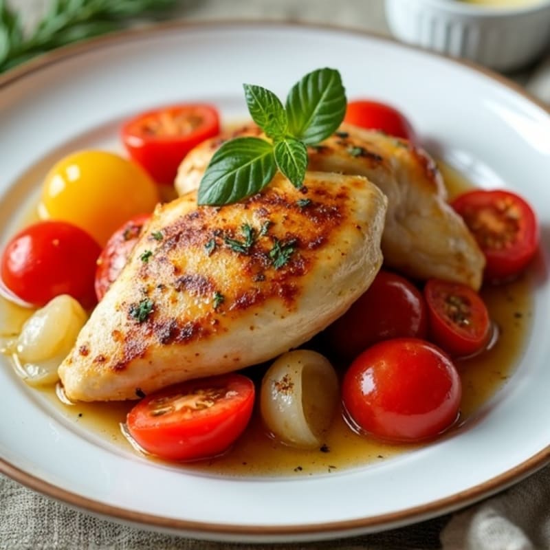 Savory Braised Chicken with Bell Peppers and Tomatoes