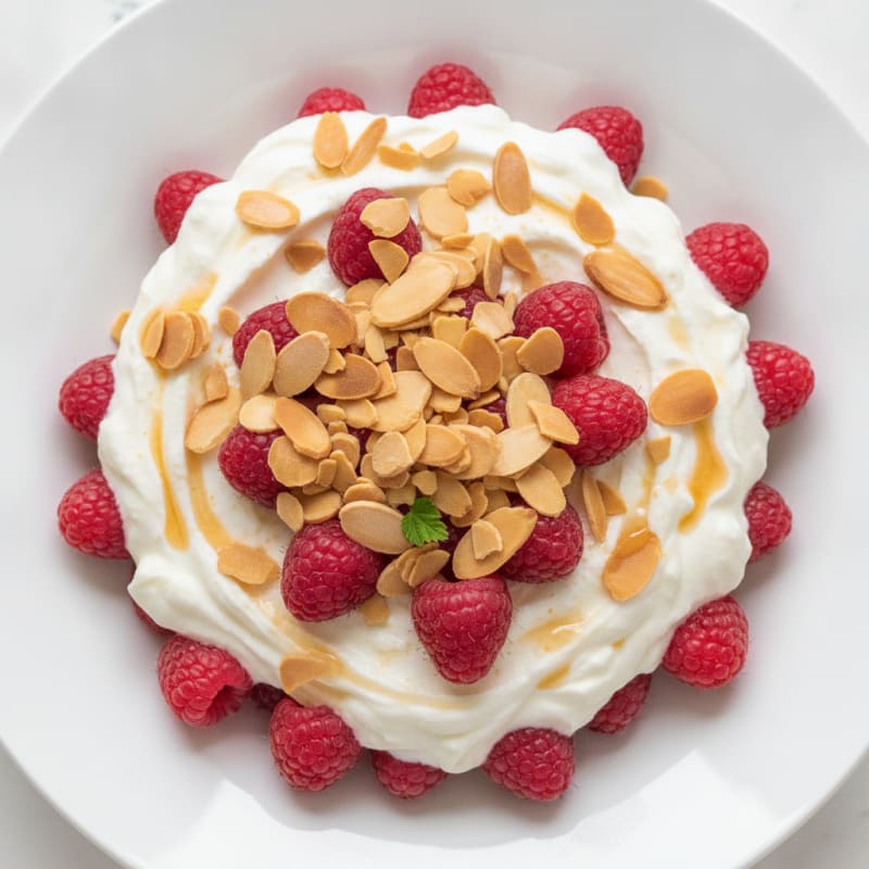 Vanilla Protein Yogurt Parfait with Sliced Almonds