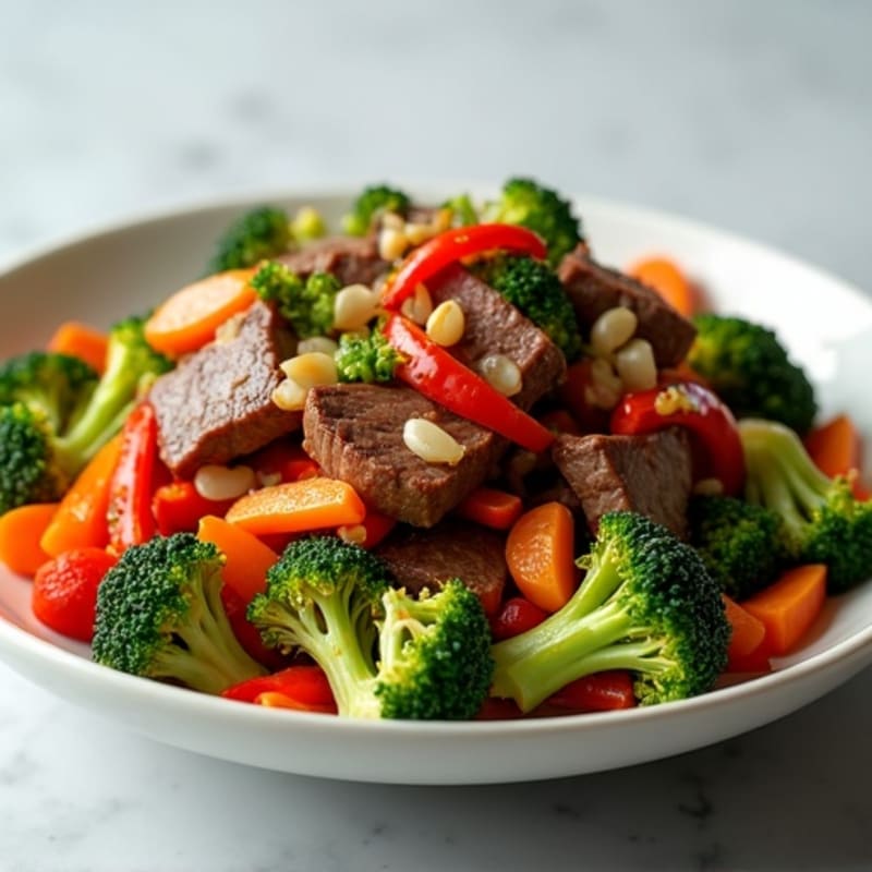 Ginger-Garlic Beef Stir Fry with Crispy Vegetables