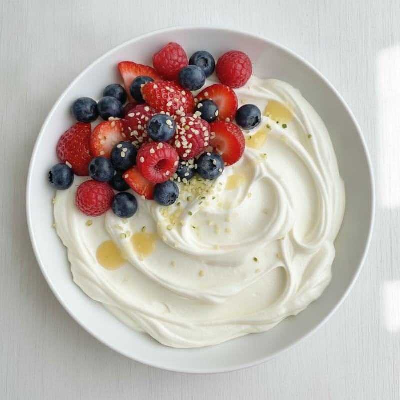 Silky Greek Yogurt Protein Pudding with Mixed Berries