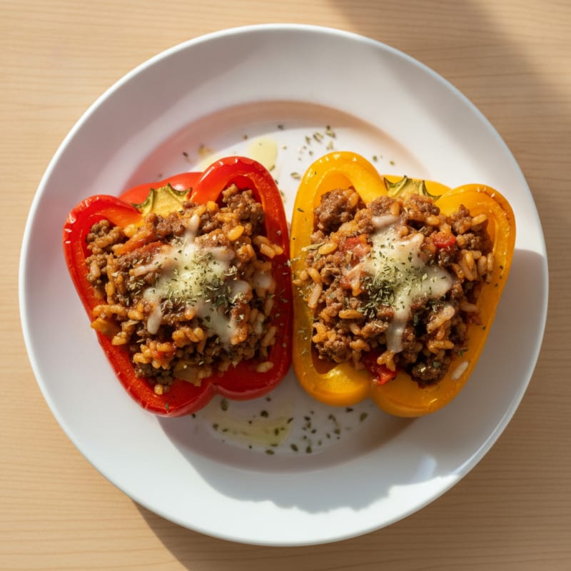 Beef and Rice Stuffed Bell Peppers