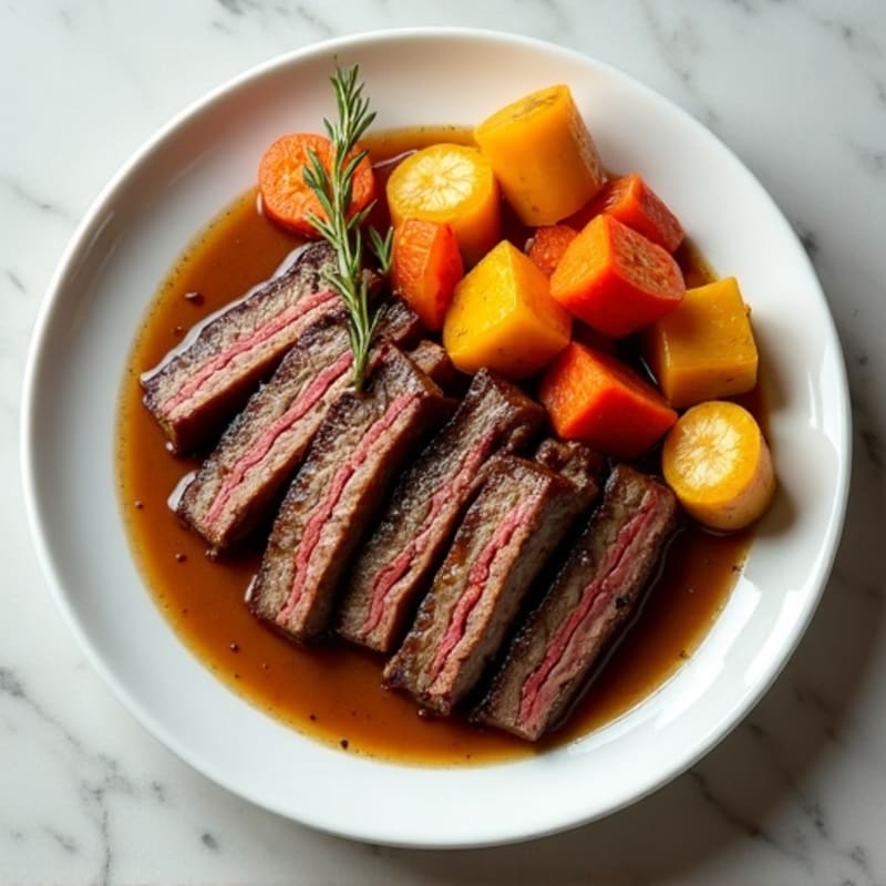 Tender Smoky Brisket with Roasted Root Vegetables