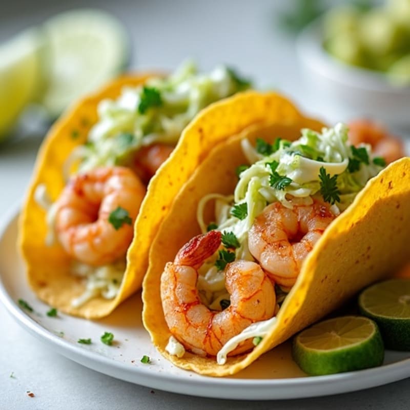 Pan-Seared Shrimp Tacos with Crunchy Cabbage Slaw