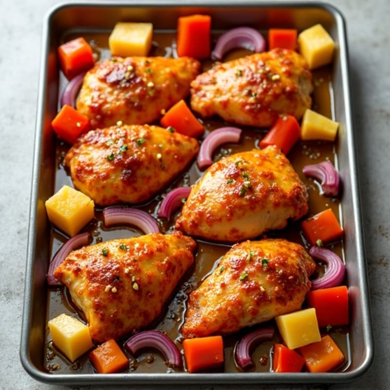 Sheet Pan Sweet and Sour Chicken with Roasted Vegetables
