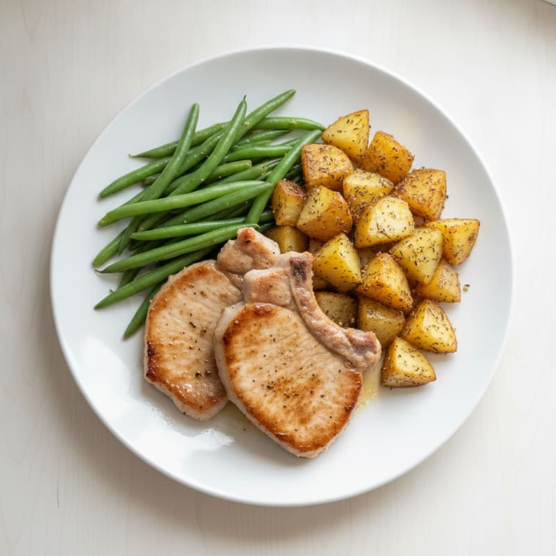 Pan-Seared Pork Chops with Roasted Potatoes