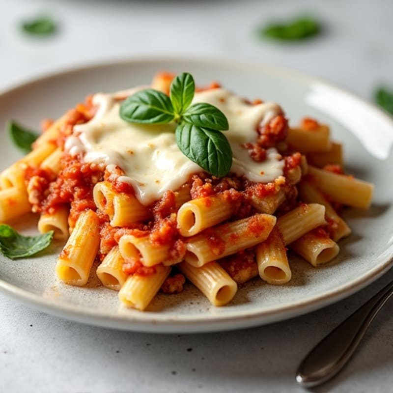 Lean Ground Turkey Baked Ziti with Spinach