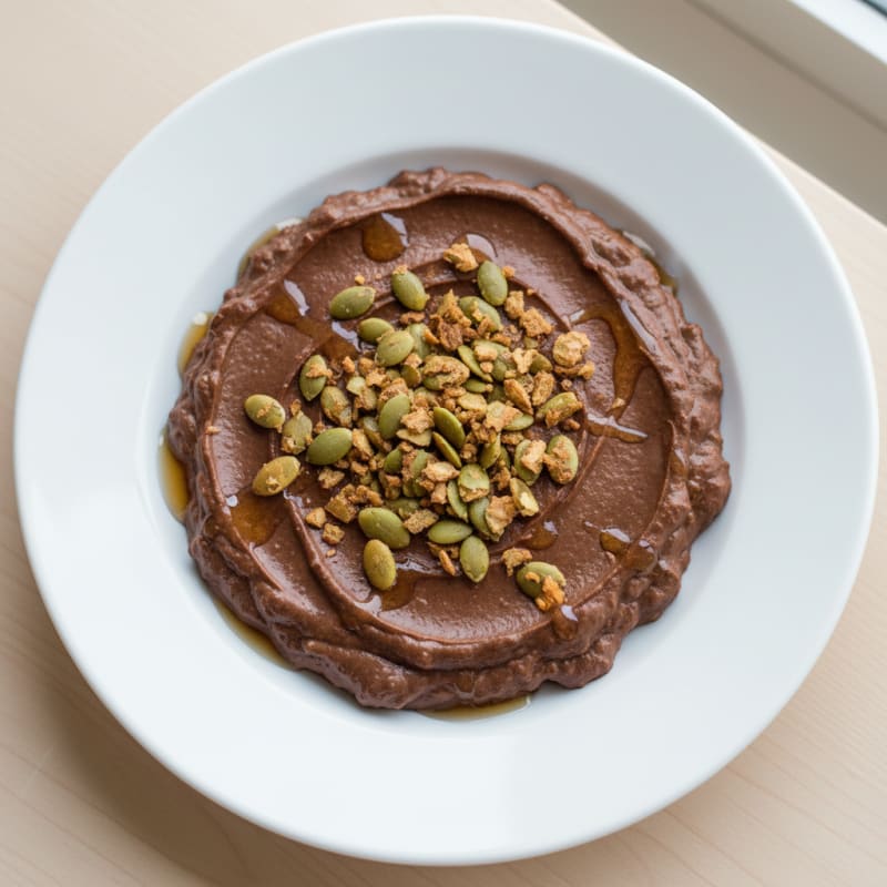 Silky Chocolate Protein Pudding with Toasted Pumpkin Seeds