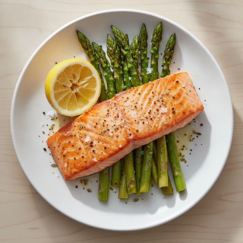 Pan-Seared Salmon with Roasted Asparagus