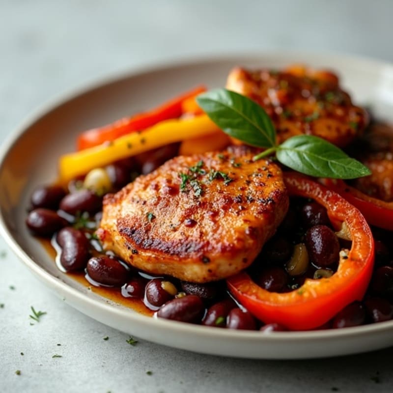 Rich Cocoa-Spiced Chicken and Black Bean Skillet