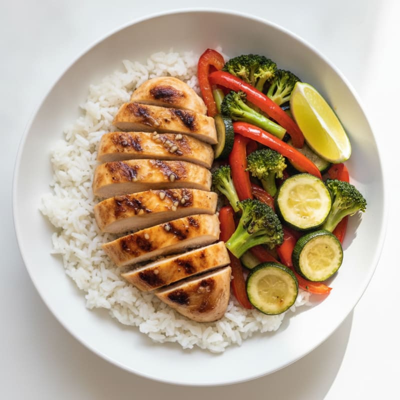 Grilled Chicken and Veggie Rice Bowl