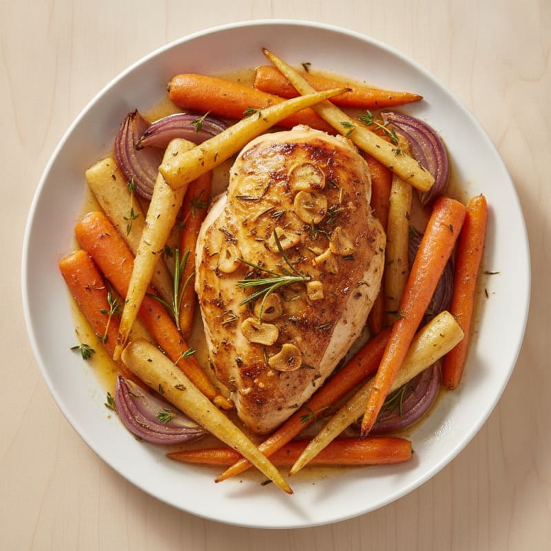 Garlic Herb Roasted Chicken with Root Vegetables