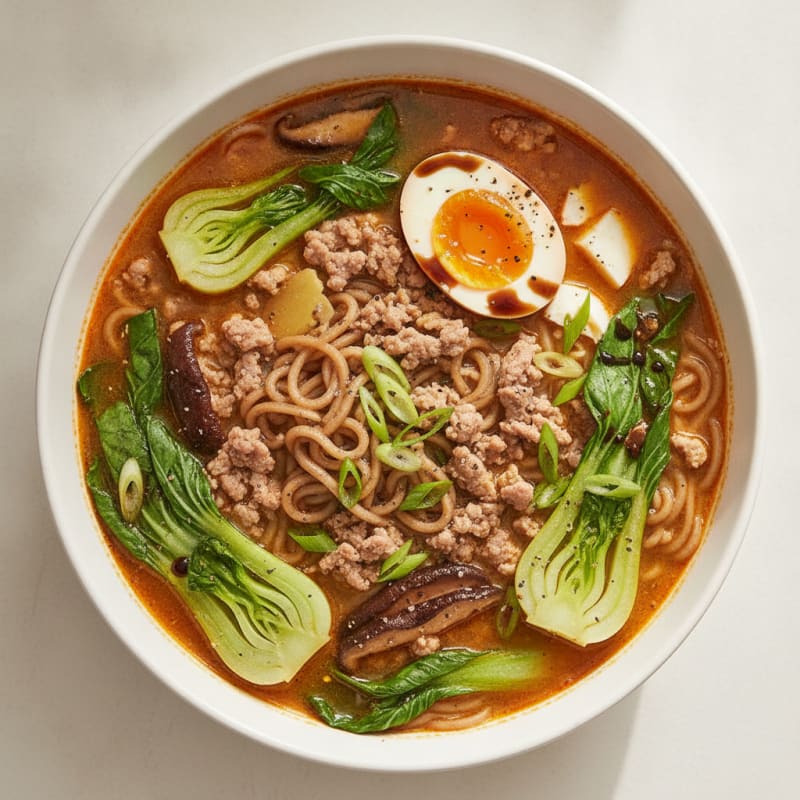 Sriracha Pork Ramen with Jammy Eggs