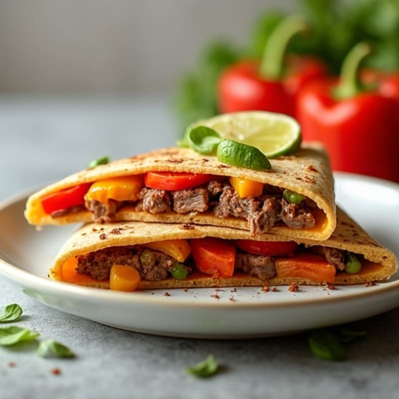 Spicy Lime Steak Quesadilla with Bell Peppers