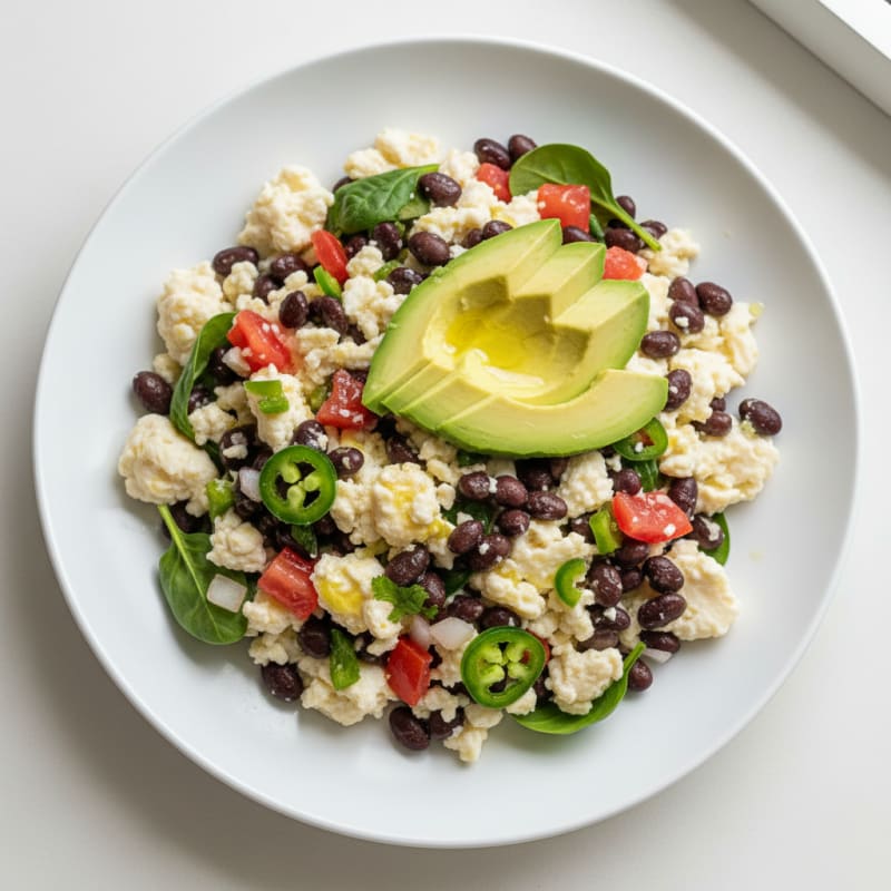 Egg White Scramble with Black Beans and Pico de Gallo