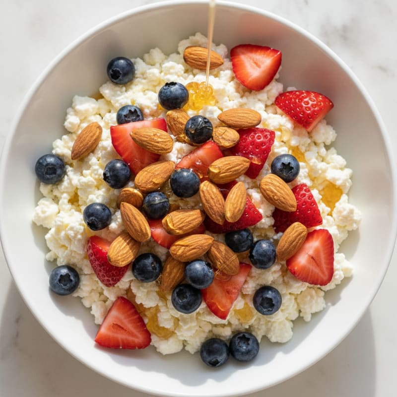Cottage Cheese Berry Bowl with Almonds