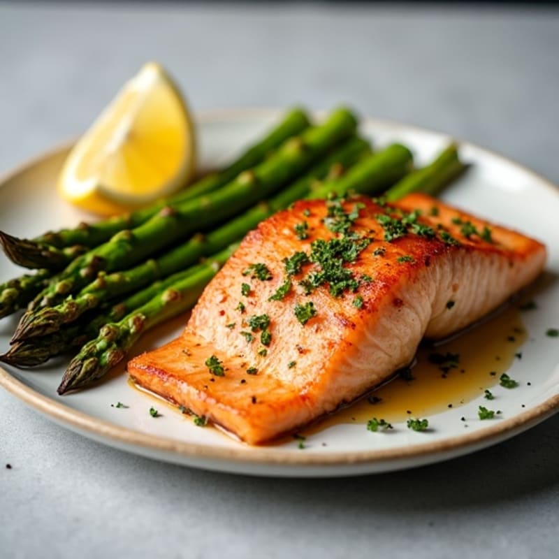 Crispy Pan-Seared Salmon with Roasted Asparagus