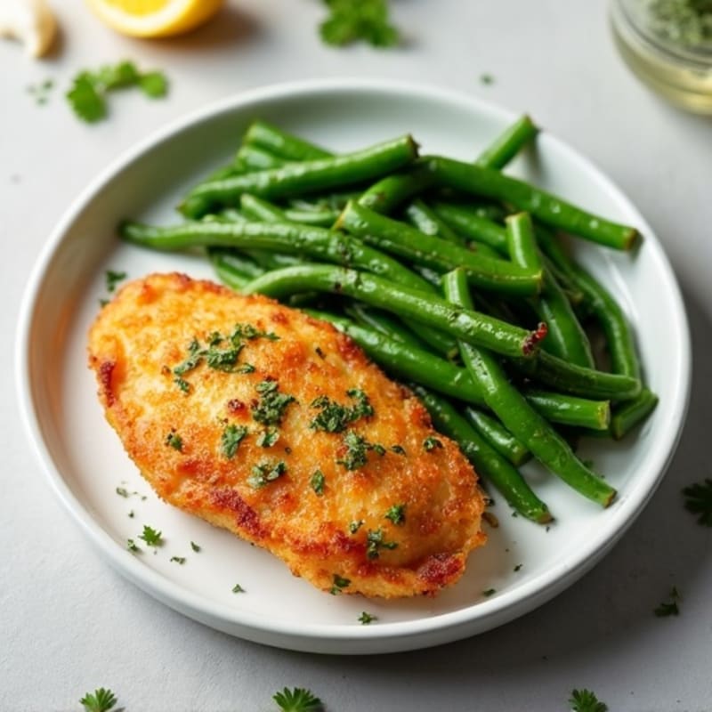 Crispy Lemon Herb Chicken with Roasted Green Beans