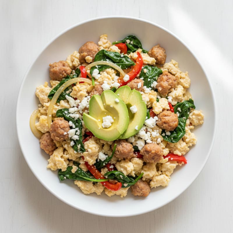 Egg White Veggie Scramble with Turkey Sausage