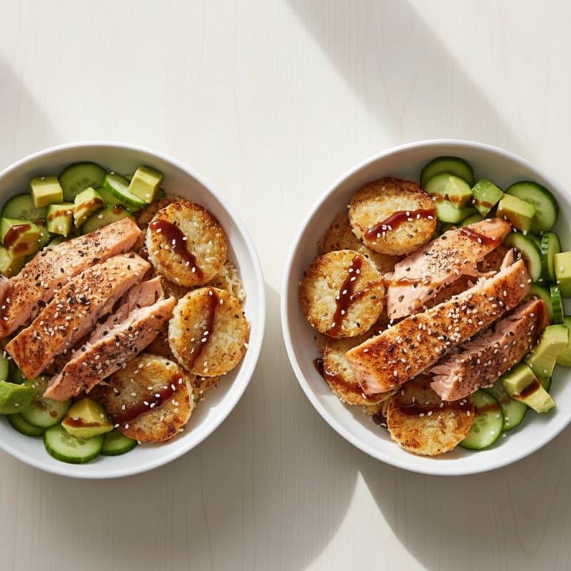 Smoky Salmon & Avocado Crispy Rice Bowls