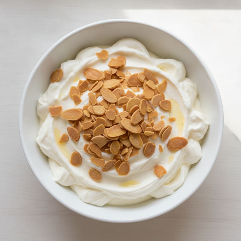 Creamy Vanilla Protein Pudding with Sliced Almonds