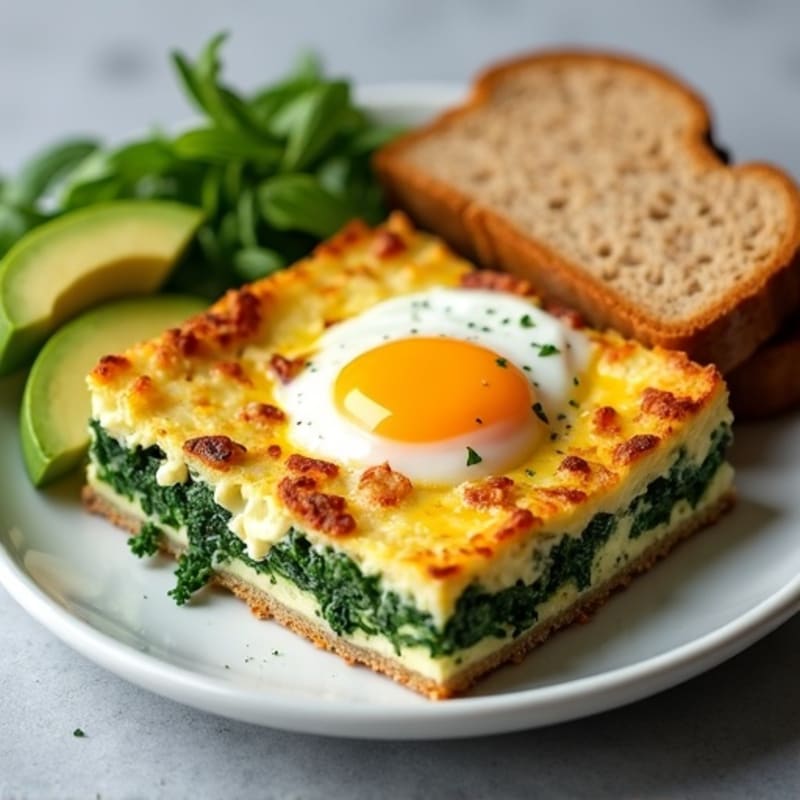 Cottage Cheese and Spinach Egg Bake with Turkey Sausage