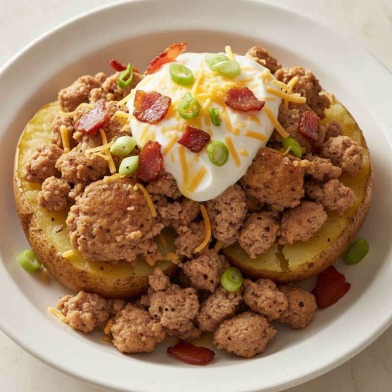 Loaded Baked Potatoes with Crispy Bacon