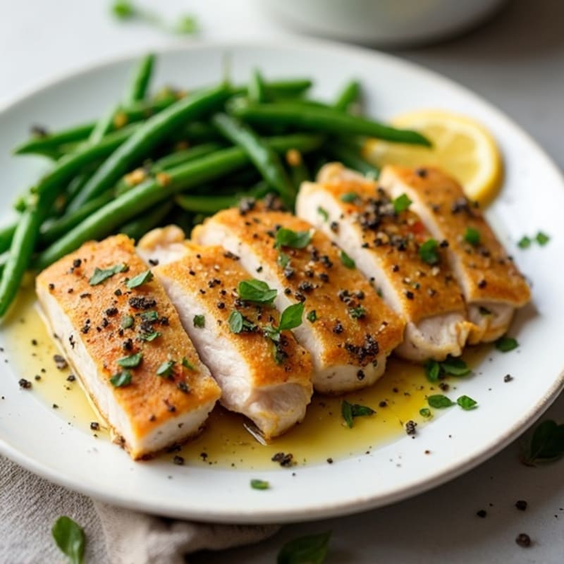 Lemon Herb Roasted Chicken and Crispy Green Beans