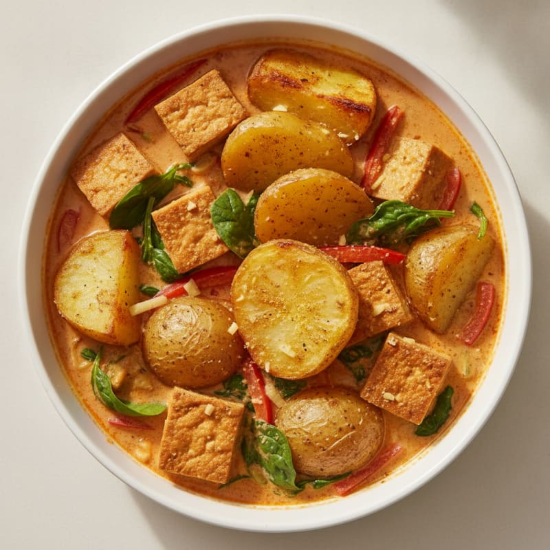 Tofu Coconut Curry with Roasted Potatoes