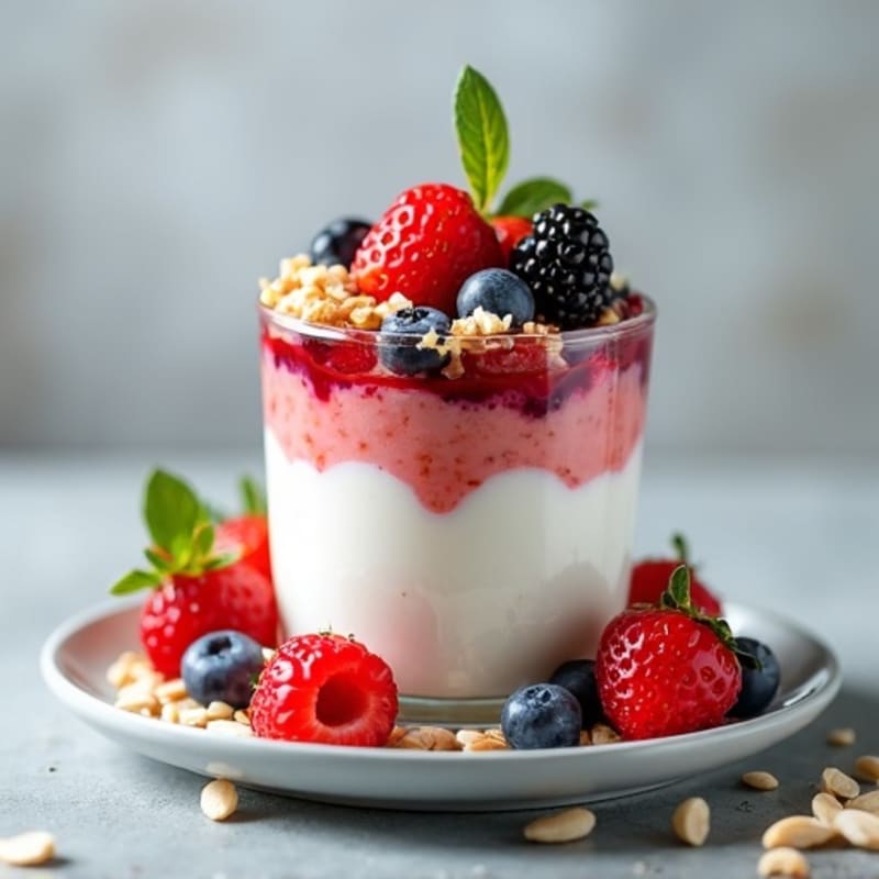 Creamy Greek Yogurt Parfait with Mixed Berries and Almonds