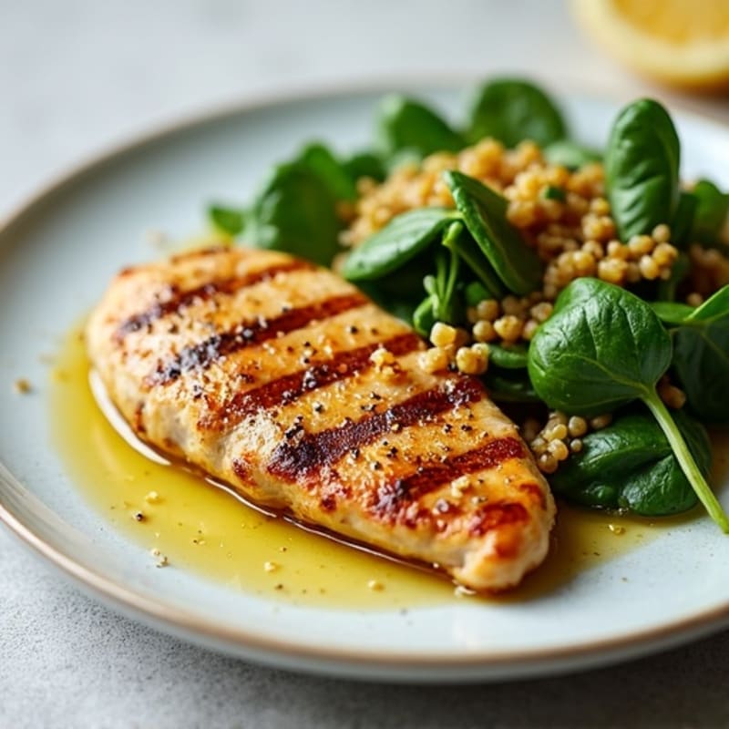Grilled Chicken Breast with Spinach and Quinoa Salad