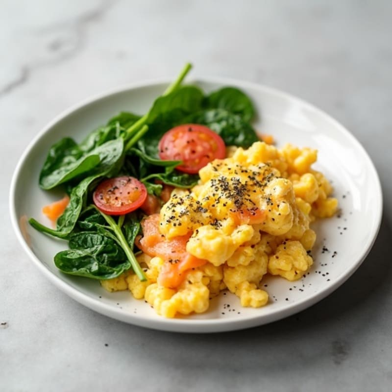 Egg White and Smoked Salmon Scramble with Spinach