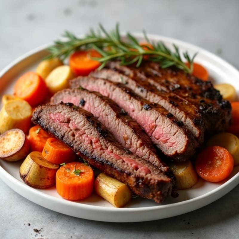 Tender Slow-Cooked Brisket with Roasted Root Vegetables
