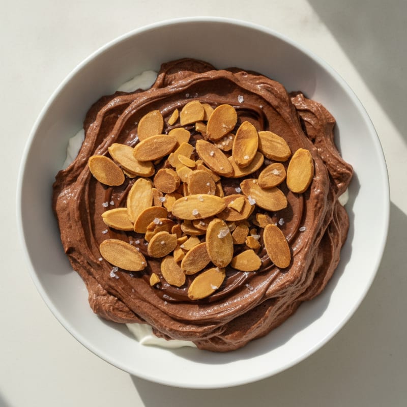 Silky Chocolate Protein Pudding with Almonds