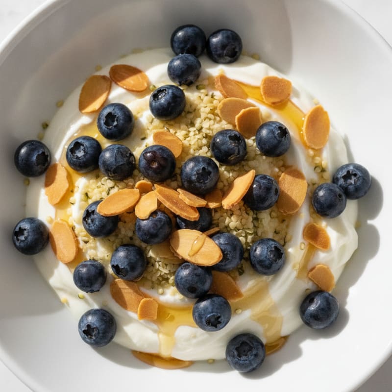 Greek Yogurt Bowl with Fresh Berries and Crunchy Almonds
