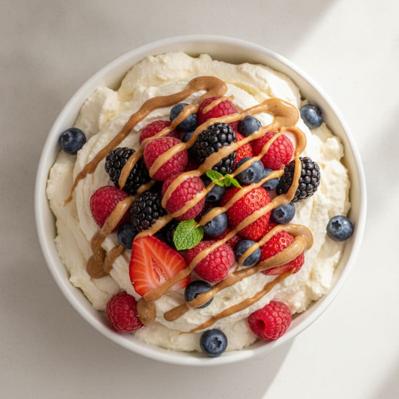Greek Yogurt Protein Mousse with Mixed Berries