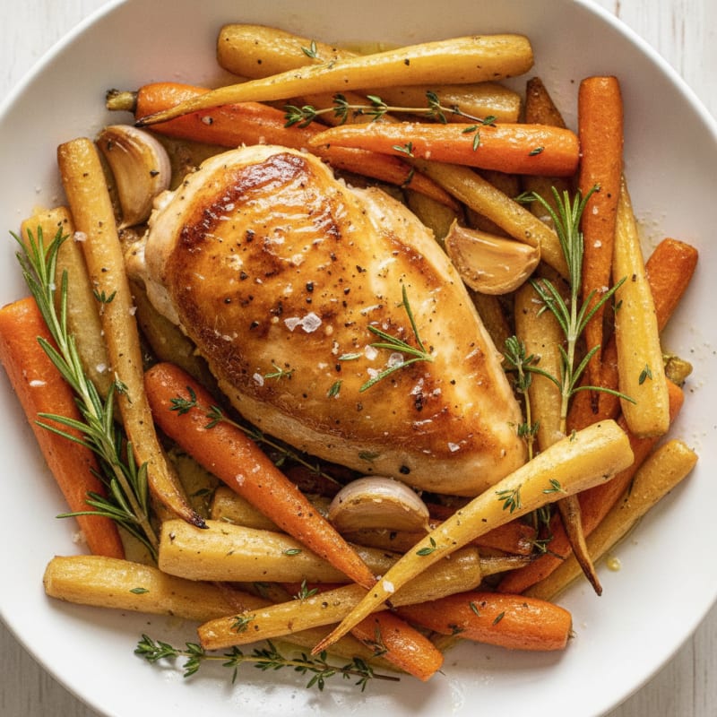 Garlic Herb Roasted Chicken with Root Vegetables