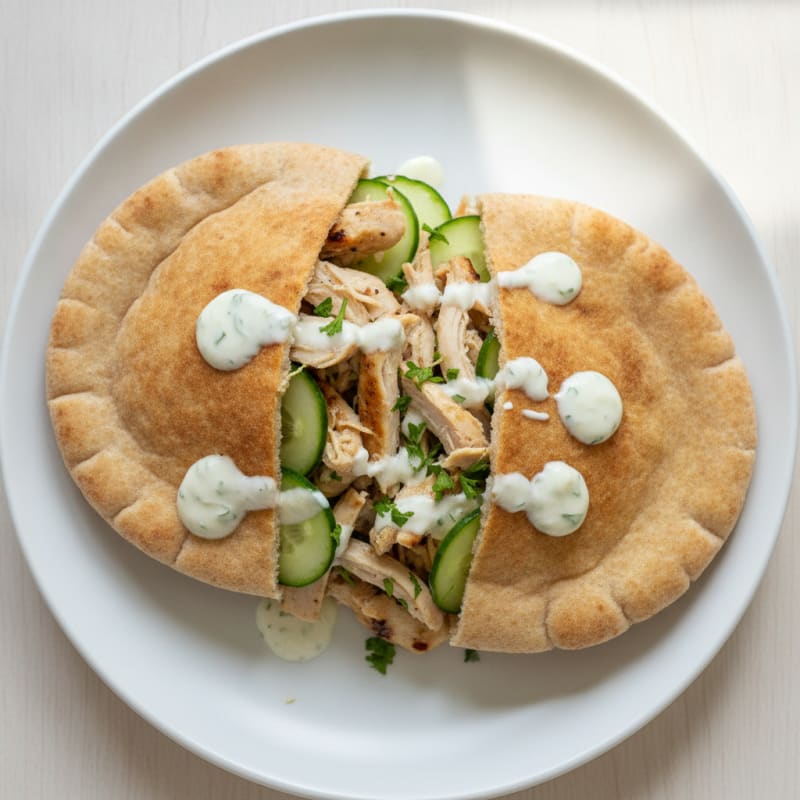 Pan-Fried Whole Wheat Pita with Lemon-Herb Chicken