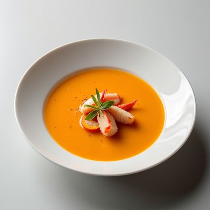 Silky Lobster Bisque with Roasted Carrot and Fresh Tarragon