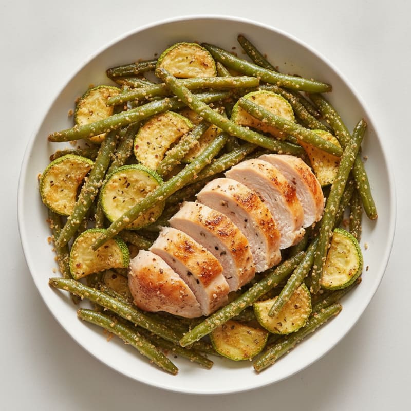 Parmesan Roasted Green Beans and Zucchini