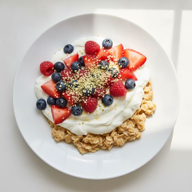 Creamy Greek Yogurt Parfait with Fresh Berries and Protein Oats