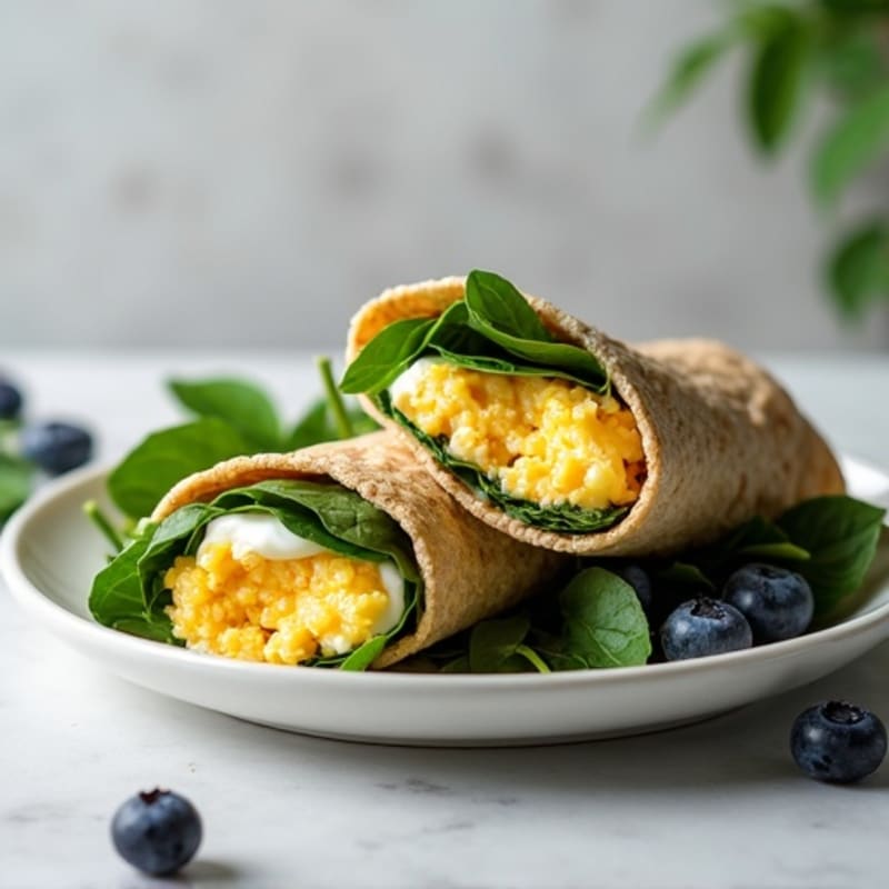 Egg White and Spinach Whole Wheat Wrap with Greek Yogurt